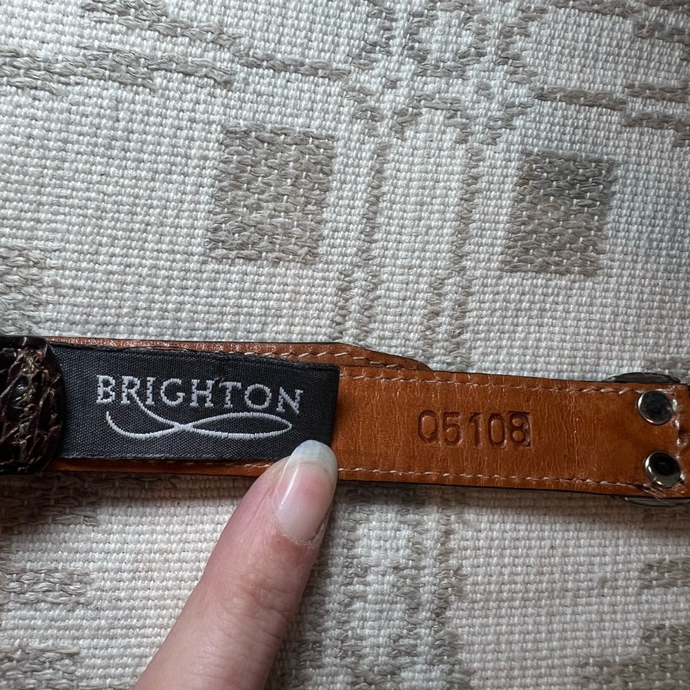 Vintage Brighton Leather Belt Brown Croc Embossed Western Buckle Size 32 M/L - Picture 4 of 10